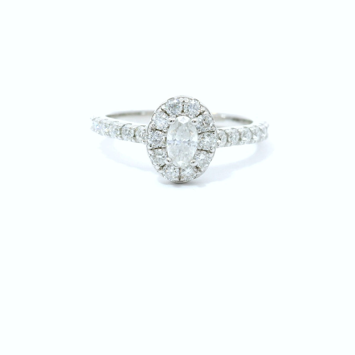 Sterling Silver with Oval Halo Moissanite Promise Ring 0.86 CTW image 0